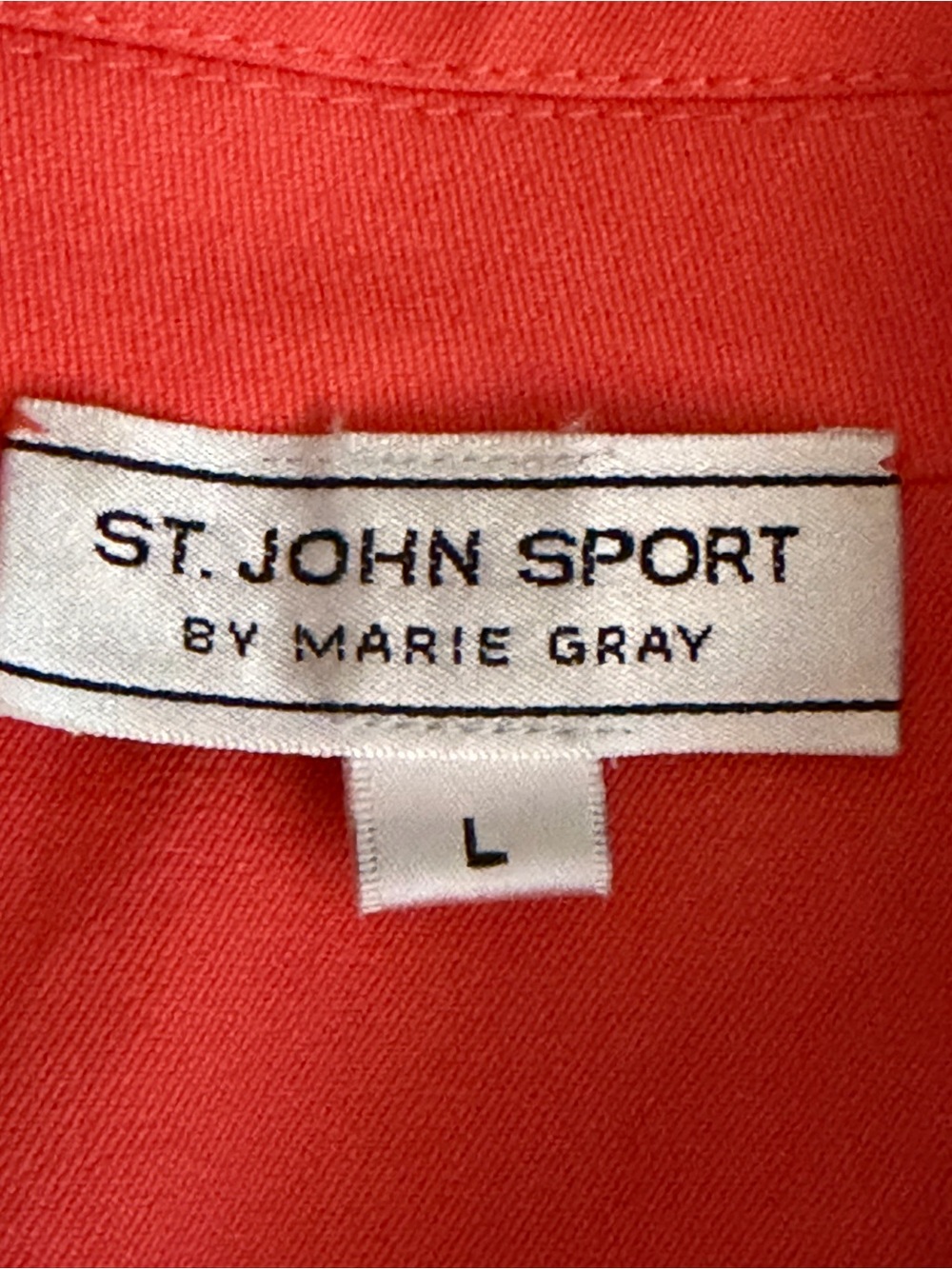 ST. JOHN SPORT Coral Orange Zip Front Stretch Jacket Blazer L Work Jean Casual - Picture 6 of 11